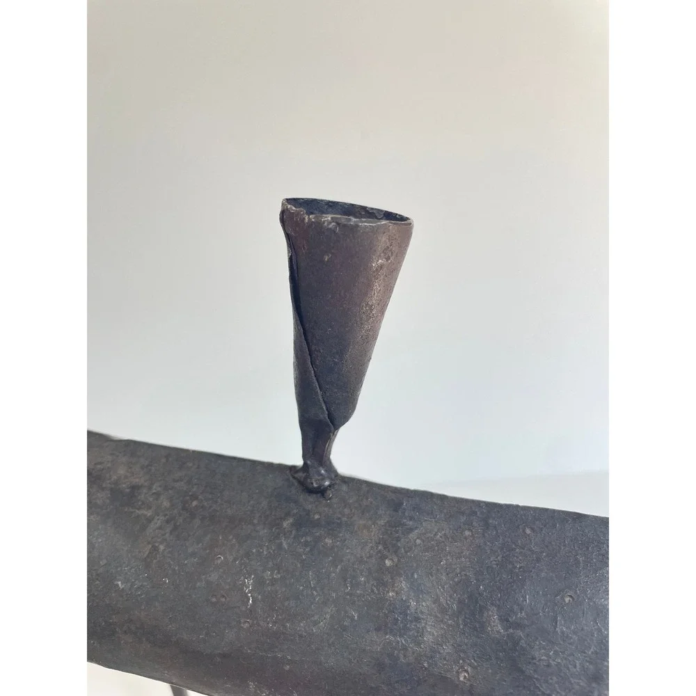 Vintage Brutalist Wrought Iron Gazelle Antelope Candle Holder Folk Art Sculpture